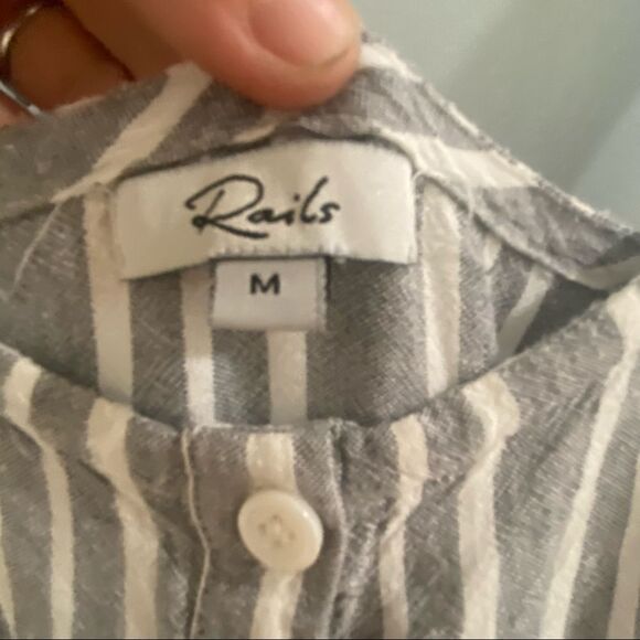 Rails Brooklyn Caldas Stripe Linen Blend Jumpsuit M - Picture 9 of 11